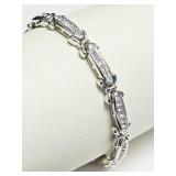 Brass Rhodium Plated White Crystal (approx