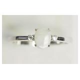 Sterling Silver Opal & Two Cubic Zirconia (approx