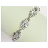 Brass Rhodium Plated White Crystal & Cubic