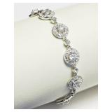Brass Rhodium Plated White Crystal & Cubic