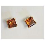 14kt Yellow Gold Garnet Earrings