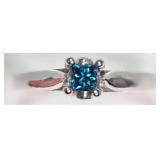 14kt White Gold Blue Diamond (0.25ct) & White