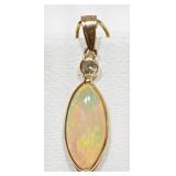 14kt Yellow Gold Opal (2.50ct) & Diamond Pendant
