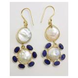 Silver & Gold Plated Tanzanite & Freshwater Pearl