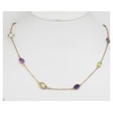 Sterling Silver Gold Plated Garnet, Amethyst,