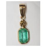 14kt Yellow Gold Emerald (0.80ct) & Brownish
