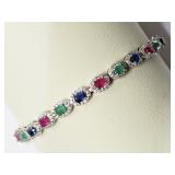 Sterling Silver Sapphire, Emerald & Ruby (total