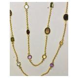 Sterling Silver Gold Plated Garnet, Amethyst,
