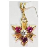 14kt Yellow Gold Ruby (0.20ct) & Diamond (0.05ct)