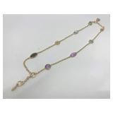 Sterling Silver Gold Plated Multi-Gemstones 8"