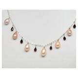 10kt White Gold Freshwater Pearl & Garnet