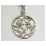 Sterling Silver 40 Diamond Chips Dove Design