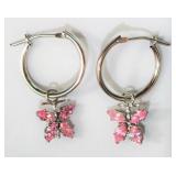 14kt White Gold Pink Cubic Zirconia Butterfly