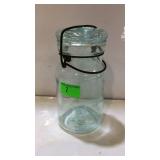 " Lighting" blue glass canning jar pint size with