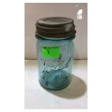 "Ball Perfect Mason" blue glass pint size canning