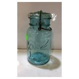 "Bal Ideal" blue glass canning jar quart size