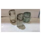 Three Jars, 2 clear glass half pint size with
