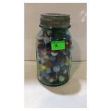 Marbles Ball Perfect Mason blue glass quart size