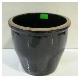 Crock Planter, brown glaze pottery flower planter
