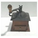 Coffee Bean Grinder, with cast iron top on wooden