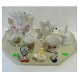 Collection of home decor ceramics, floral vases,