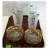 Glass - four Fostoria footed tumblers, and set of