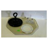 Glass - black glass center handle glass carrier,