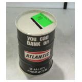 Tin advertisement coin bank - Atlantic oil