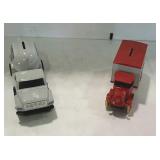 Two Ertl die cast truck banks with keys - one 1926