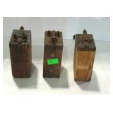 Three vintage wooden coils