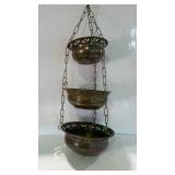 3-tier hanging brass fruit baskets