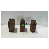 Three vintage wooden coils- one is damaged