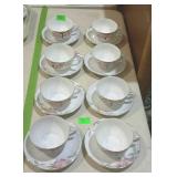 Noritake Azalea china- set of eight cups & saucers
