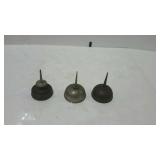 Three sewing machine oil cans. Singer, Brothers
