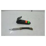 Picket knife with leather belt sheath.