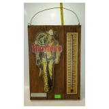 Marlboro Man thermometer on faux wood board, 11 x