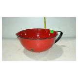 Red enamel batter bowl, 10"