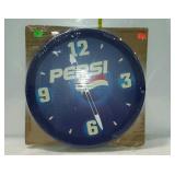 Pepsi advertising clock, battery operated, 18"