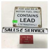 Tin signs, "motor fuel only", "sales and