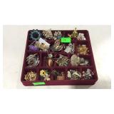 Costume jewelry mostly broaches and some earrings