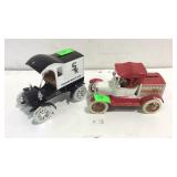 Two replica advertising truck banks, no boxes