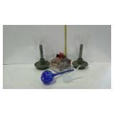 Decor glass group, blue plant water globe, art