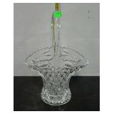 Crystal basket vase, 10" tall