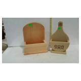 Two wooden home wall decor letter holders, one