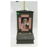 Painted home decor cabinet box, with top having a