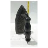 Early cast iron flat clothing iron, black color