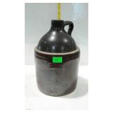 Crockery sipping whiskey jug, brown glaze gallon