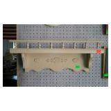 Wall hanging knick-knack shelf with rail and