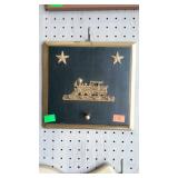 Wall hanging key rack. Train and stars. 10"×10".