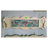 Wall hanging hat/coat rack with farming scene.